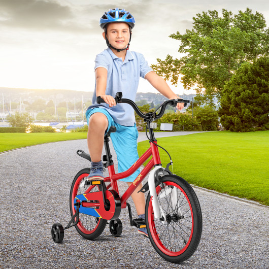18 Feet Kid's Bike with Removable Training Wheels-Red - Image 5