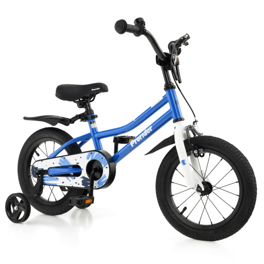 14 Inch Kid's Bike with 2 Training Wheels for 3-5 Years Old-Blue