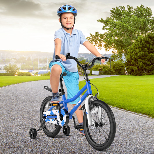 18 Feet Kid's Bike with Removable Training Wheels-Blue - Image 2