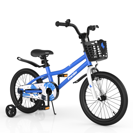 18 Feet Kid's Bike with Removable Training Wheels-Blue - Image 3