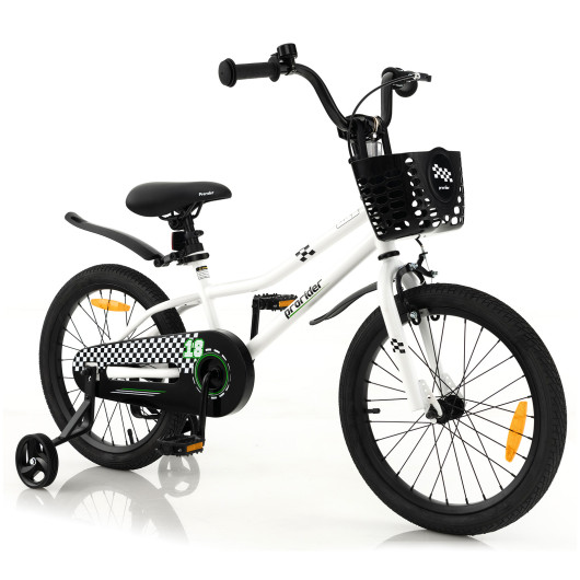 18 Feet Kid's Bike with Removable Training Wheels-Black & White - Image 4
