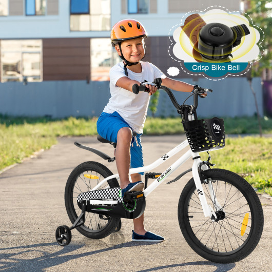 18 Feet Kid's Bike with Removable Training Wheels-Black & White - Image 5