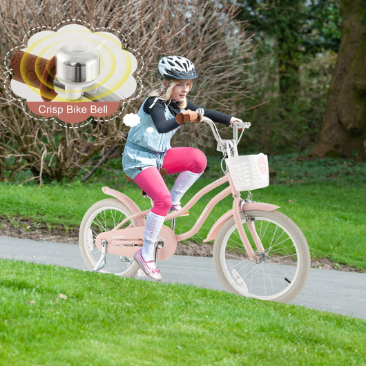 Children Bicycle with Front Handbrake and Rear Coaster Brake-Pink - Image 4