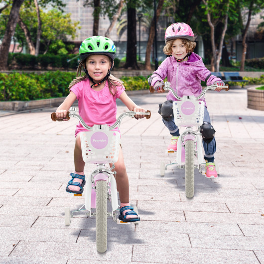 14 Inch Kid's Bike with Removable Training Wheels and Basket-Purple - Image 5