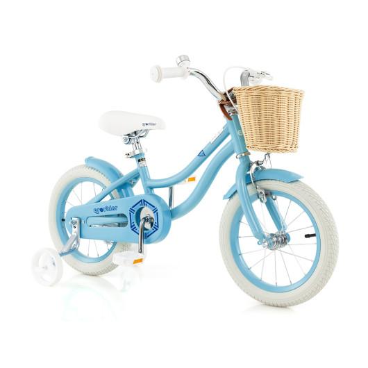 14" Kid's Bike with Training Wheels and Adjustable Handlebar Seat-Blue