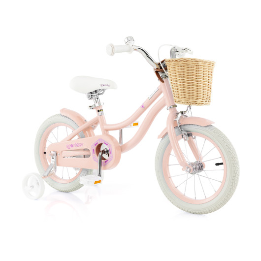 14" Kid's Bike with Training Wheels and Adjustable Handlebar Seat-Pink