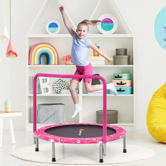 36 Inch Kids Trampoline Mini Rebounder with Full Covered Handrail-Pink