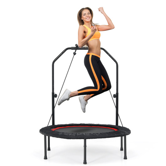 40 Inch Foldable Fitness Rebounder with Resistance Bands Adjustable Home-Red - Image 5