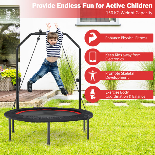 40 Inch Foldable Fitness Rebounder with Resistance Bands Adjustable Home-Red - Image 4
