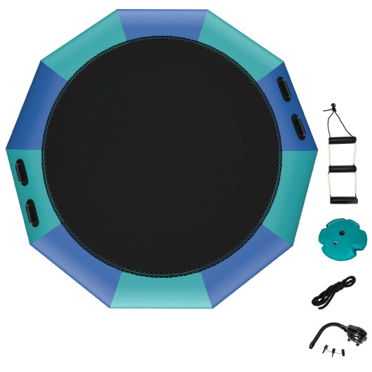 12 Feet Inflatable Splash Padded Water Bouncer Trampoline-Blue - Image 5