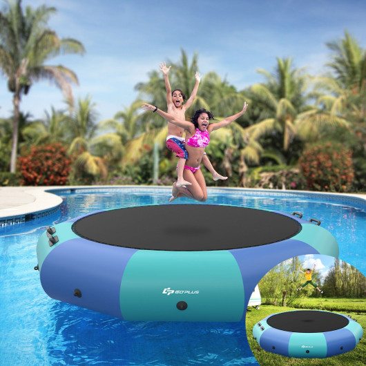 12 Feet Inflatable Splash Padded Water Bouncer Trampoline-Blue - Image 6