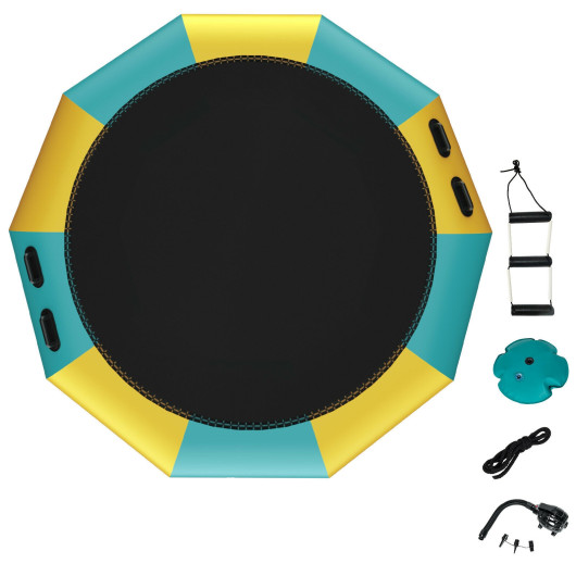 12 Feet Inflatable Splash Padded Water Bouncer Trampoline-Yellow - Image 2