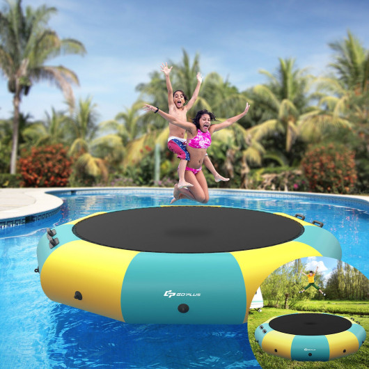 12 Feet Inflatable Splash Padded Water Bouncer Trampoline-Yellow - Image 4