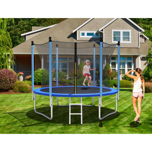 14 Feet Jumping Exercise Recreational Bounce Trampoline with Safety Net - Image 4