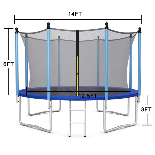 14 Feet Jumping Exercise Recreational Bounce Trampoline with Safety Net - Image 3
