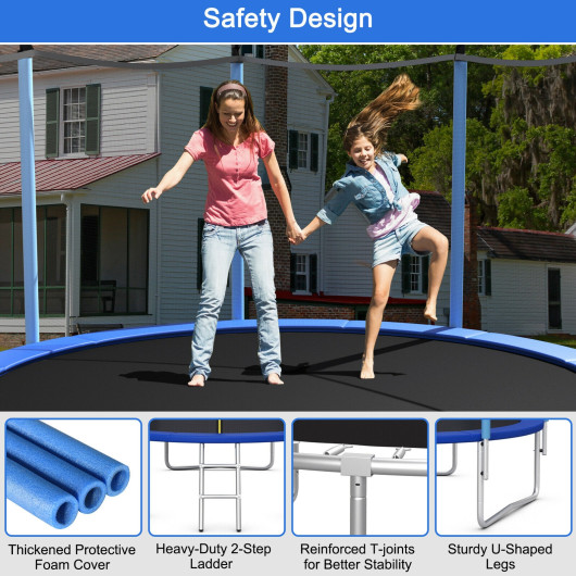 14 Feet Jumping Exercise Recreational Bounce Trampoline with Safety Net - Image 2