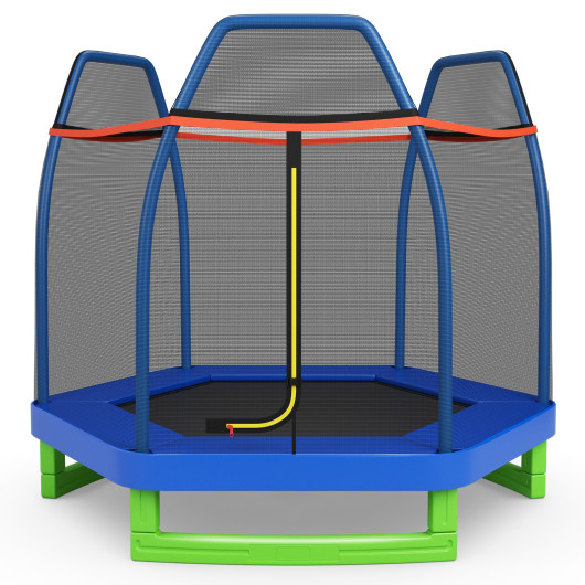 7 Feet Kids Recreational Bounce Jumper Trampoline-Blue - Image 6