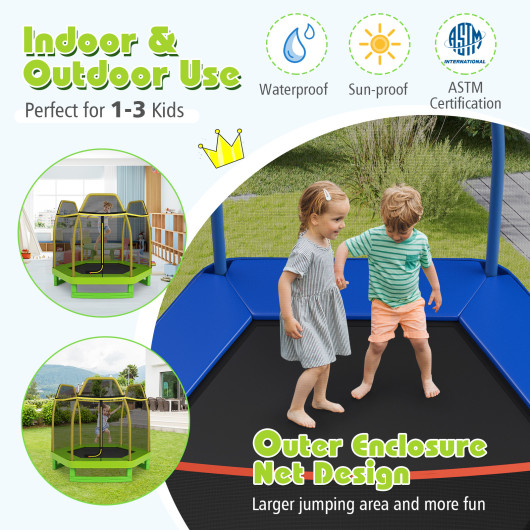 7 Feet Kids Recreational Bounce Jumper Trampoline-Green - Image 5
