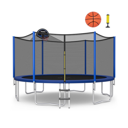 12-14-15-16 Feet Outdoor Recreational Trampoline with Enclosure Net-12 ft