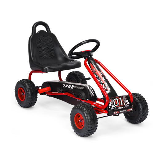 4 Wheel Pedal Powered Ride On with Adjustable Seat-Red