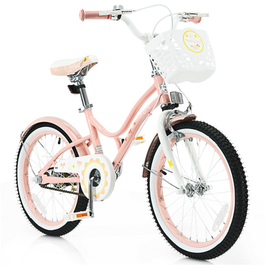 18 Inch Kids Adjustable Bike Toddlers with Training Wheels-Pink - Image 2