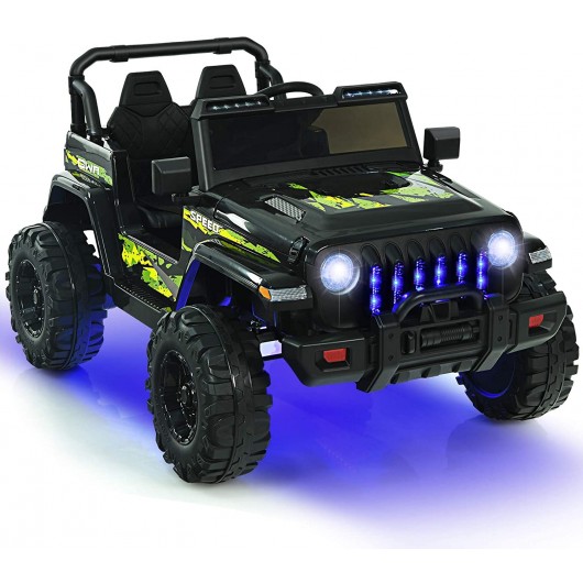12V Kids Ride-on Jeep Car with 2.4 G Remote Control-Black - Image 4