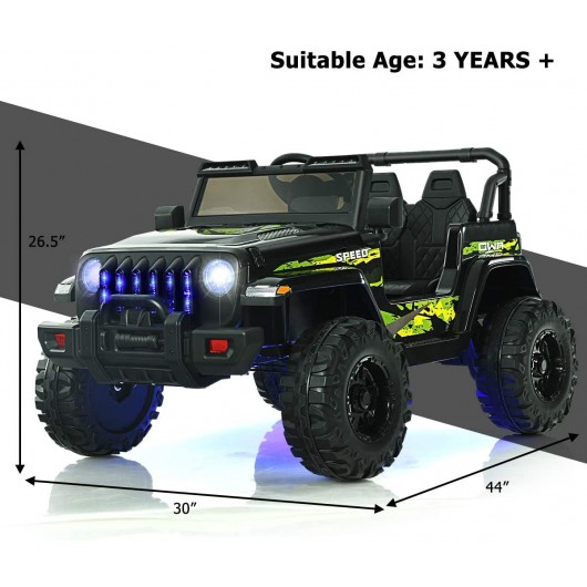 12V Kids Ride-on Jeep Car with 2.4 G Remote Control-Black - Image 5
