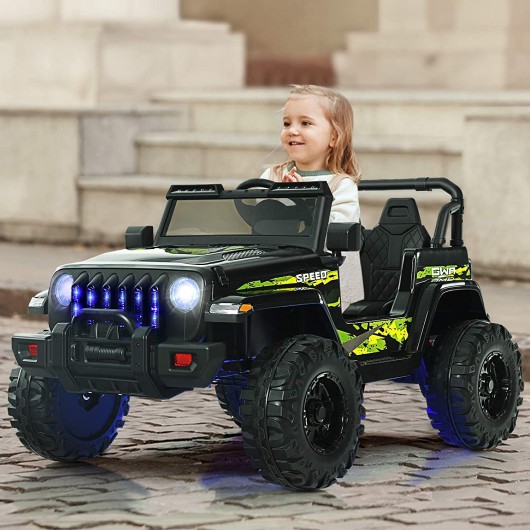 12V Kids Ride-on Jeep Car with 2.4 G Remote Control-Black - Image 2