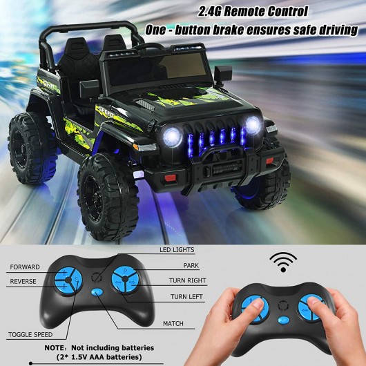 12V Kids Ride-on Jeep Car with 2.4 G Remote Control-Black - Image 3