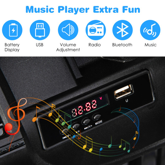 12V Kids Ride-on Jeep Car with 2.4 G Remote Control-Solid Black - Image 4