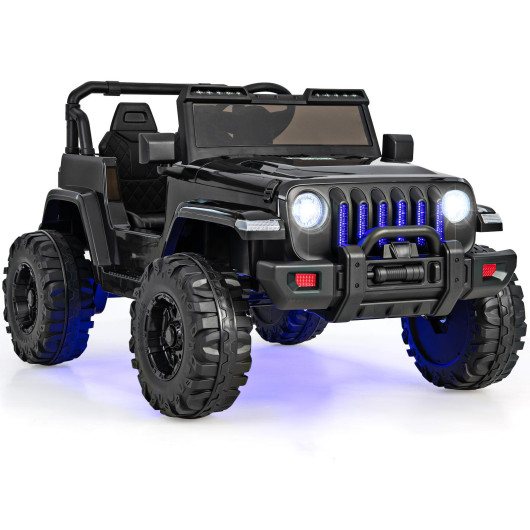 12V Kids Ride-on Jeep Car with 2.4 G Remote Control-Solid Black - Image 5