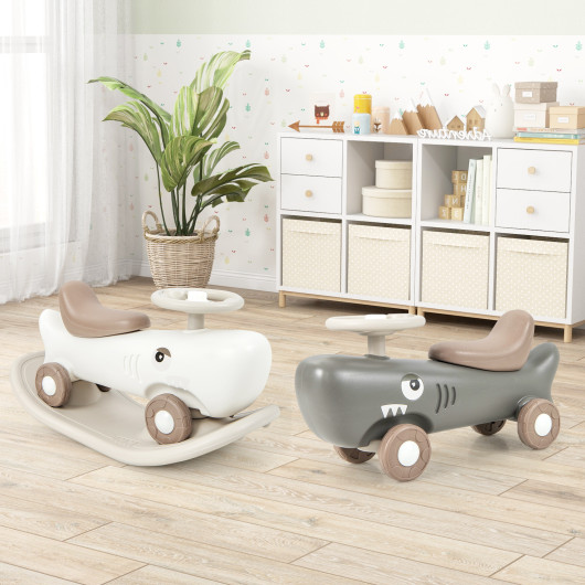 Convertible Rocking Horse and Sliding Car with Detachable Balance Board-Dark Gray - Image 2