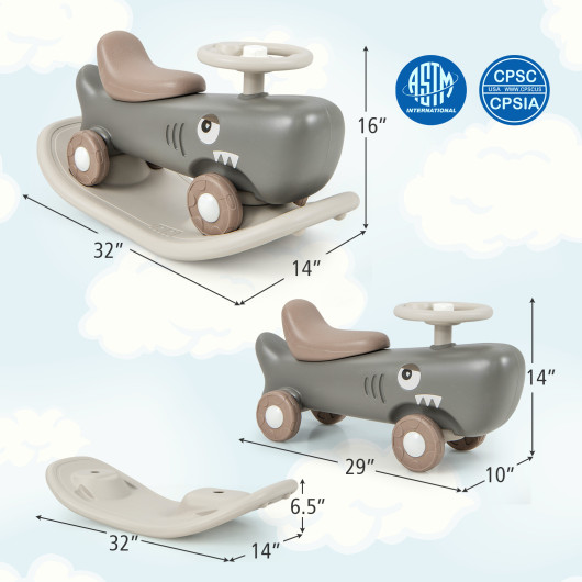 Convertible Rocking Horse and Sliding Car with Detachable Balance Board-Dark Gray - Image 3