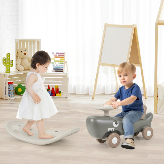 Convertible Rocking Horse and Sliding Car with Detachable Balance Board-Dark Gray - Image 4