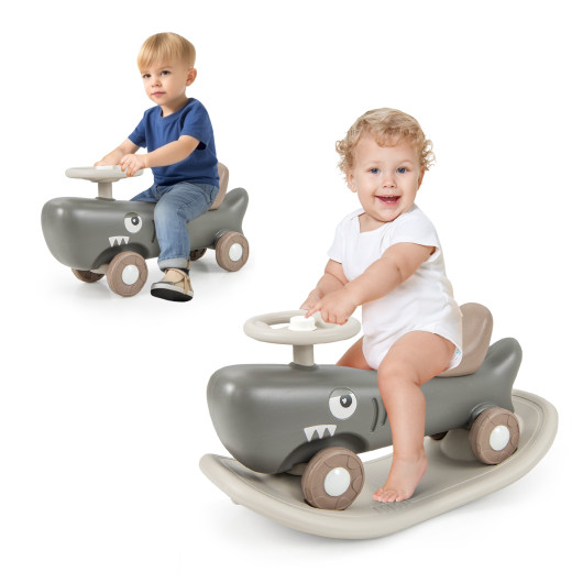 Convertible Rocking Horse and Sliding Car with Detachable Balance Board-Dark Gray - Image 5