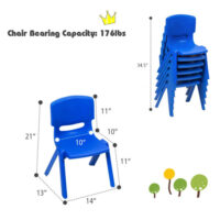 6-pack Kids Plastic Stackable Classroom Chairs-Blue - Image 5