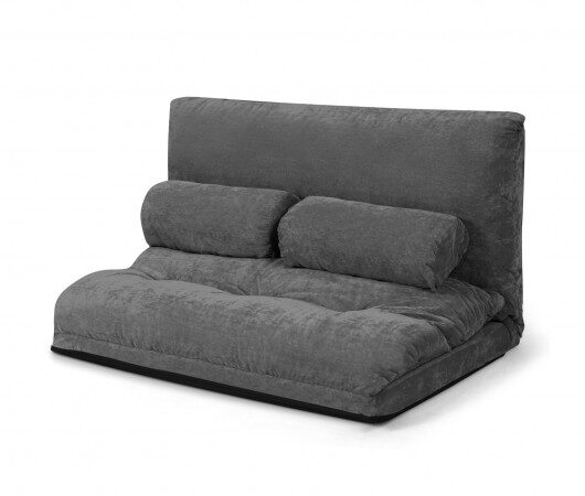 6-Position Adjustable Sleeper Lounge Couch with 2 Pillows-Gray