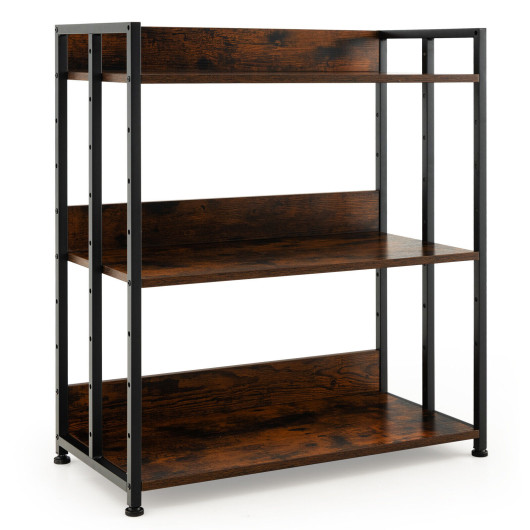 3-5-Tier Industrial Bookshelf Storage Shelf Display Rack with Adjustable Shelves-3-Tier