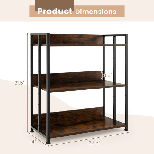 3-5-Tier Industrial Bookshelf Storage Shelf Display Rack with Adjustable Shelves-3-Tier - Image 3