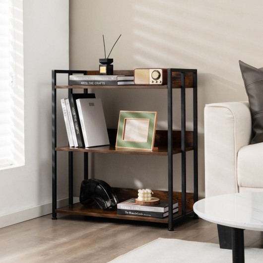 3-5-Tier Industrial Bookshelf Storage Shelf Display Rack with Adjustable Shelves-3-Tier - Image 6