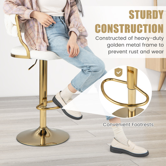 Swivel Barstool with Woven Back Set of 2 for Kitchen Island Cafe-White - Image 5