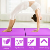 6 x 2 Feet Gymnastic Mat with Carrying Handles for Yoga-Purple - Image 4
