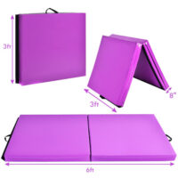 6 x 2 Feet Gymnastic Mat with Carrying Handles for Yoga-Purple - Image 5