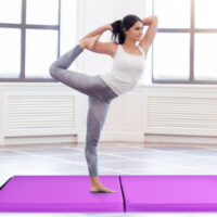 6 x 2 Feet Gymnastic Mat with Carrying Handles for Yoga-Purple - Image 6