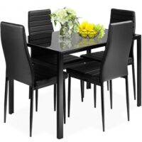 5 Pieces Metal Frame and Glass Tabletop Dining Set - Image 4