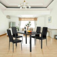 5 Pieces Metal Frame and Glass Tabletop Dining Set - Image 2