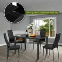 5 Pieces Metal Frame and Glass Tabletop Dining Set - Image 3