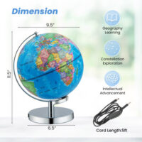 3-in-1 Illuminated World Globe with Stand and  88 Constellations - Image 3