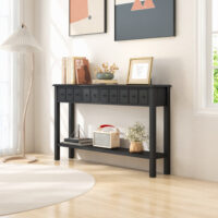 60 Inch Long Sofa Table with 4 Drawers and Open Shelf for Living Room-Espresso - Image 3