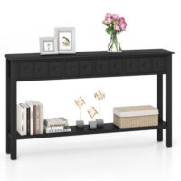 60 Inch Long Sofa Table with 4 Drawers and Open Shelf for Living Room-Espresso - Image 4